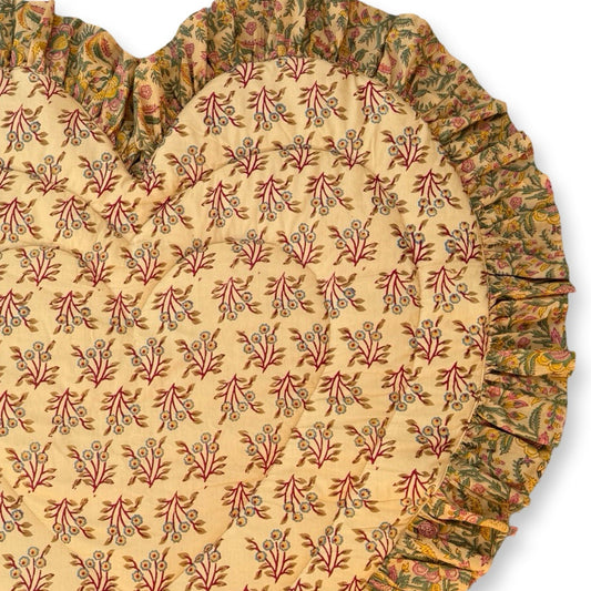 Baby Quilt Play Mat Heart Frill -Natural × Beige-