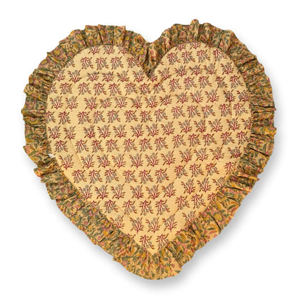 Baby Quilt Play Mat Heart Frill -Natural × Beige-