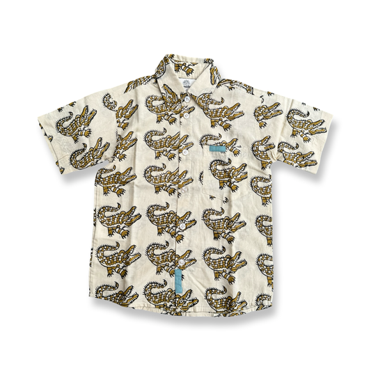 Boys Block Print Short Sleeve Shirt -Block Print Cotton-