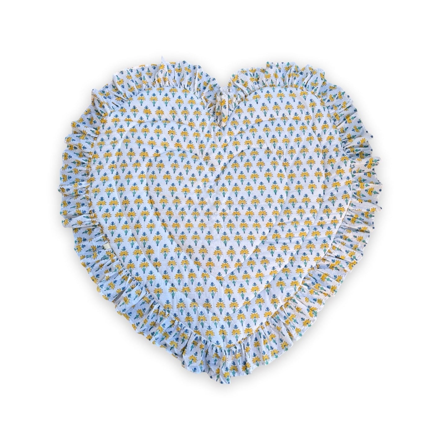Baby Quilt Play Mat Heart Frill -White Yellow-