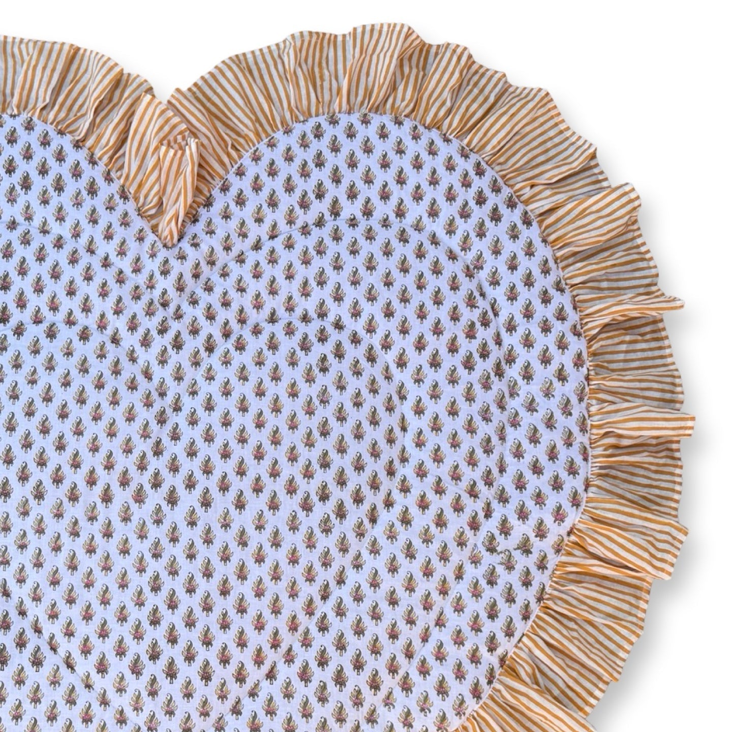 Baby Quilt Play Mat Heart Frill -Yellow × Orange Stripe-