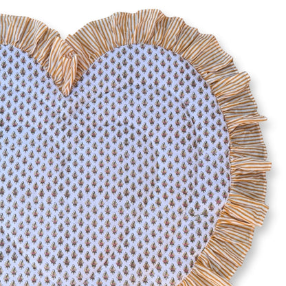 Baby Quilt Play Mat Heart Frill -Yellow × Orange Stripe-