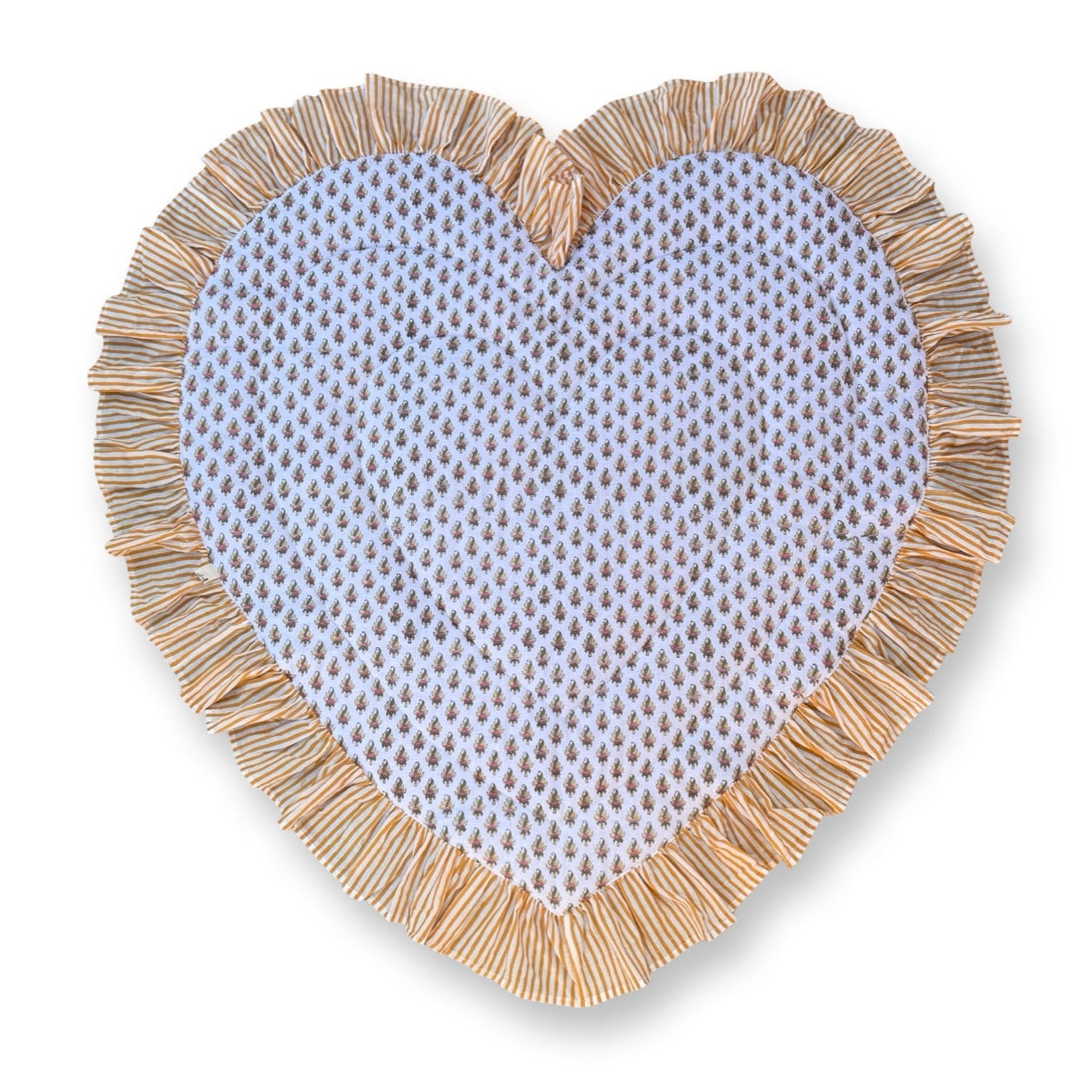 Baby Quilt Play Mat Heart Frill -Yellow × Orange Stripe-