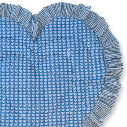 Baby Quilt Play Mat Heart Frill -Blue × Blue Stripe-