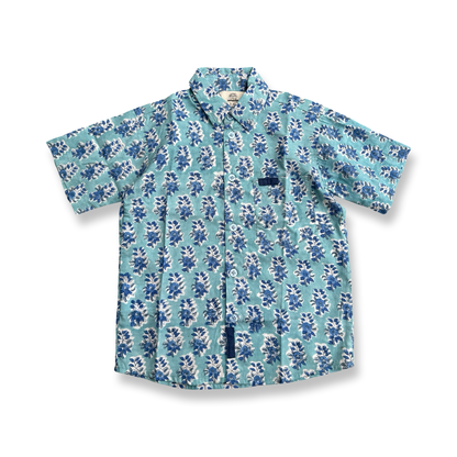 Boys Block Print Short Sleeve Shirt -Block Print Cotton-