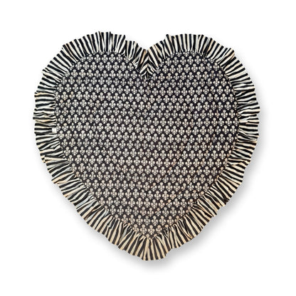 Baby Quilt Play Mat Heart Frill -Black × Black Stripe-