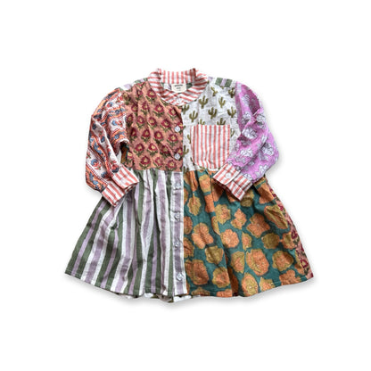 Sunny Funny Patchwork Shirts Dress