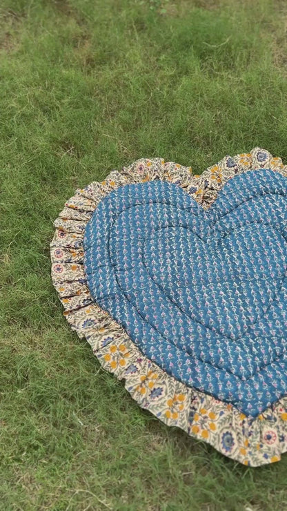 Baby Play Mat Heart Frill -Reversible Large(Regular size)-
