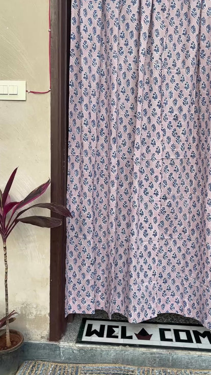 Japanese style Goodwill short - NOREN- Pair of Cotton Curtain Hand block print
